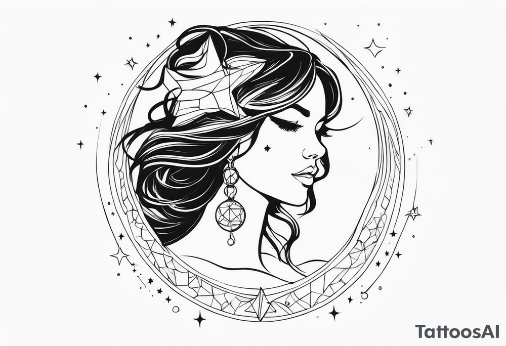 Feminine goddess of stars inspired upper sleeve tattoo tattoo idea