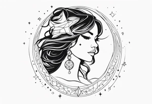 Feminine goddess of stars inspired upper sleeve tattoo tattoo idea