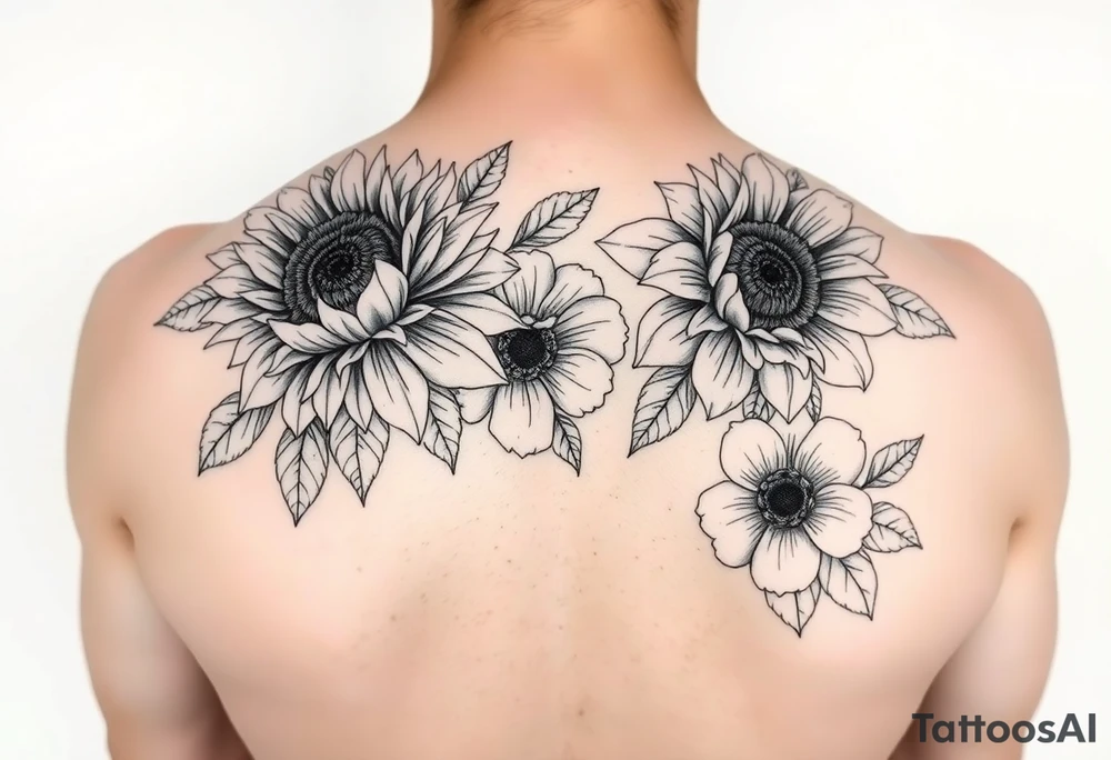Floral sunflowers, Peony’s, cherry blossoms and Delilah’s. tattoo idea