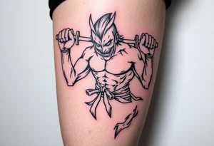 Sukuna from jujutsu kaisen lifting weights tattoo idea