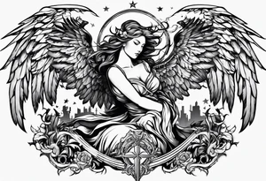 Angelic battle tattoo idea