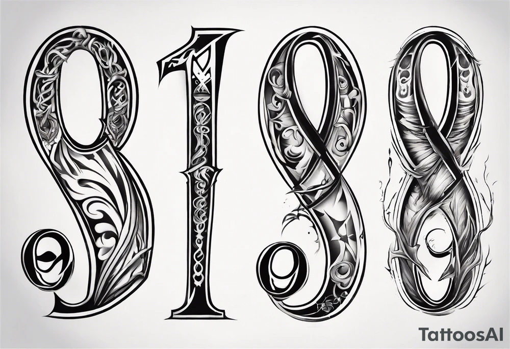number 9 upside down and right side up connected in the middle. Tall and thin tattoo idea number 9 upside down and right side up connected in the middle. Tall and thin tattoo idea