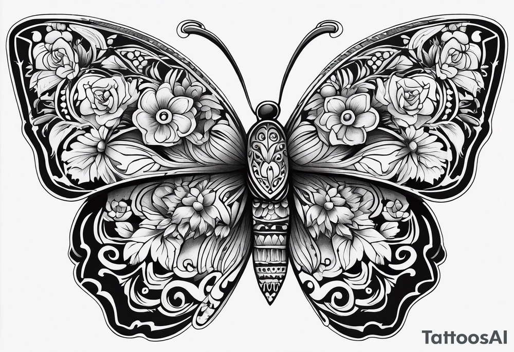 butterfly day of the dead tattoo idea