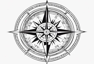 simplistic 8 point compass with north south east and west points being longer tattoo idea