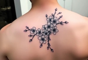 delicate cherry blossoms swirling in spring breeze with petals tattoo idea