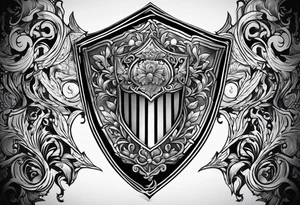 people in the dark inside a shield shape tattoo idea