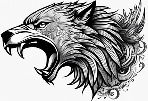 be a wolf at graund and be a eagle at sky at the same time tattoo idea
