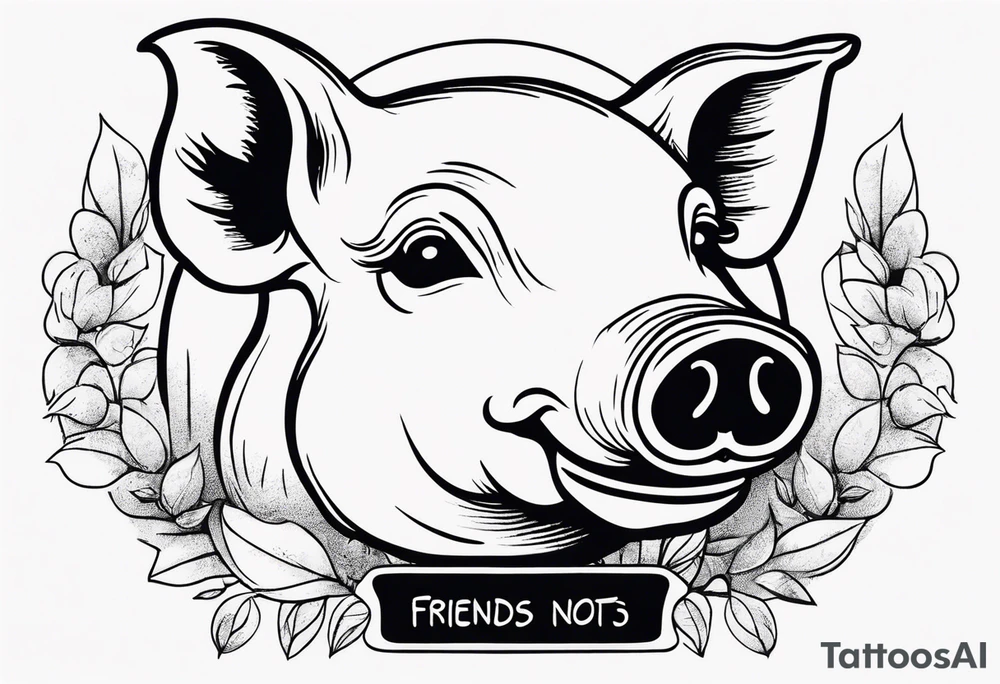 cute pig or piglet.
with text: "friends not food" tattoo idea