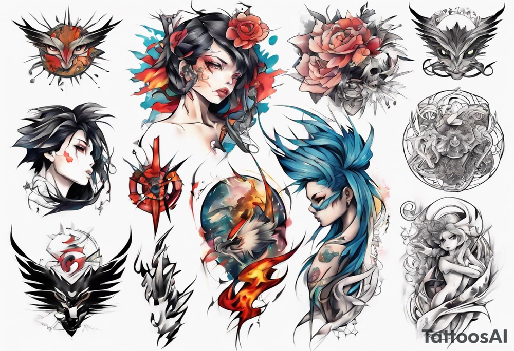 Abstract anime tattoo tattoo idea