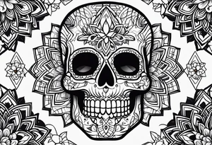 gexagon patern sugar skull tattoo idea