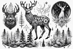 Full sholder, Nordic, forest,  presence, dear tattoo idea
