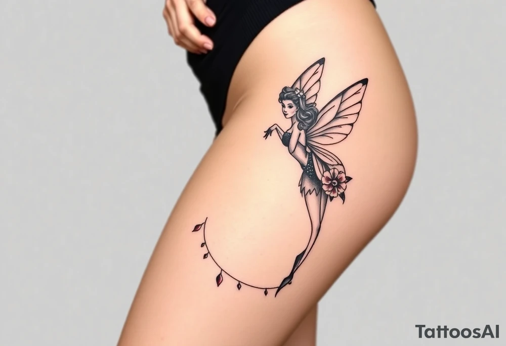 A sexy thick Pin up fairy  with  tattoos tattoo idea