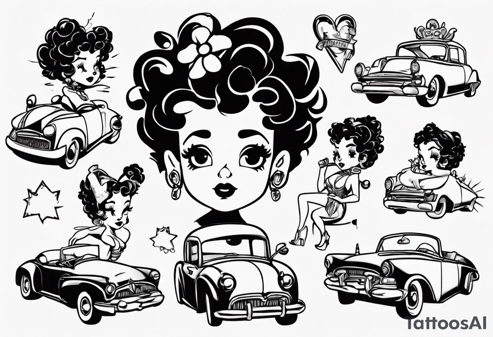 Betty boop driving car tattoo idea