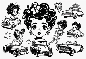Betty boop driving car tattoo idea