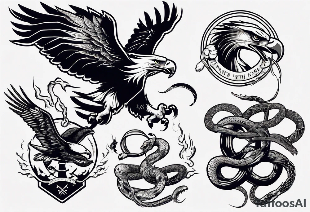 An eagle fights with a snake tattoo idea
