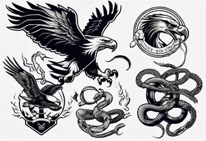 An eagle fights with a snake tattoo idea