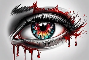Bloody tears flow from eye tattoo design tattoo idea