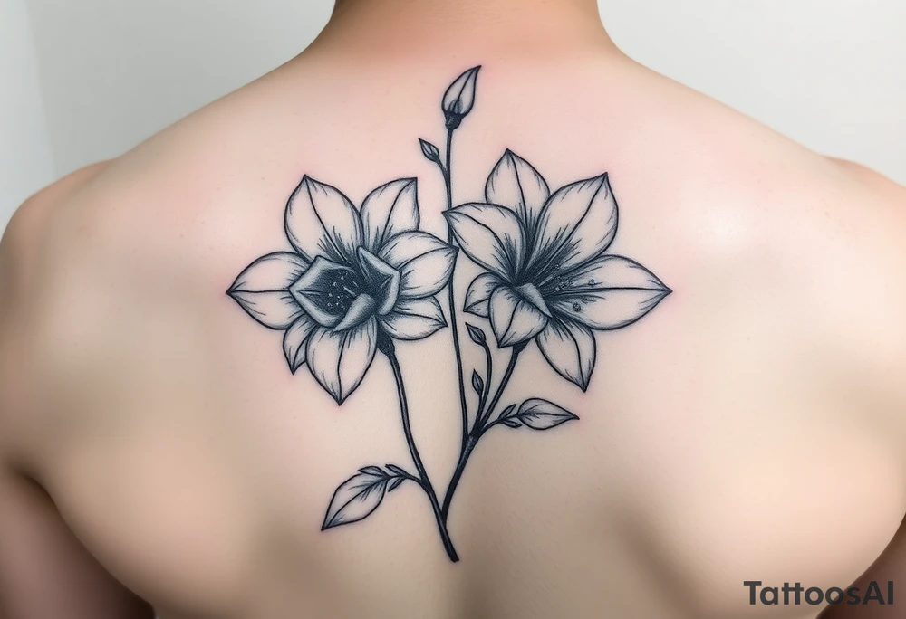 January birth flower with James and March birth flower with Robert tattoo idea