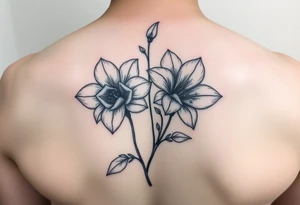 January birth flower with James and March birth flower with Robert tattoo idea
