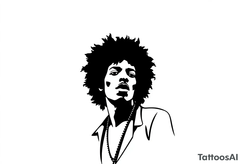 Jimi hendrix, afro, silhouette, looking straight tattoo idea