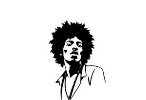 Jimi hendrix, afro, silhouette, looking straight tattoo idea