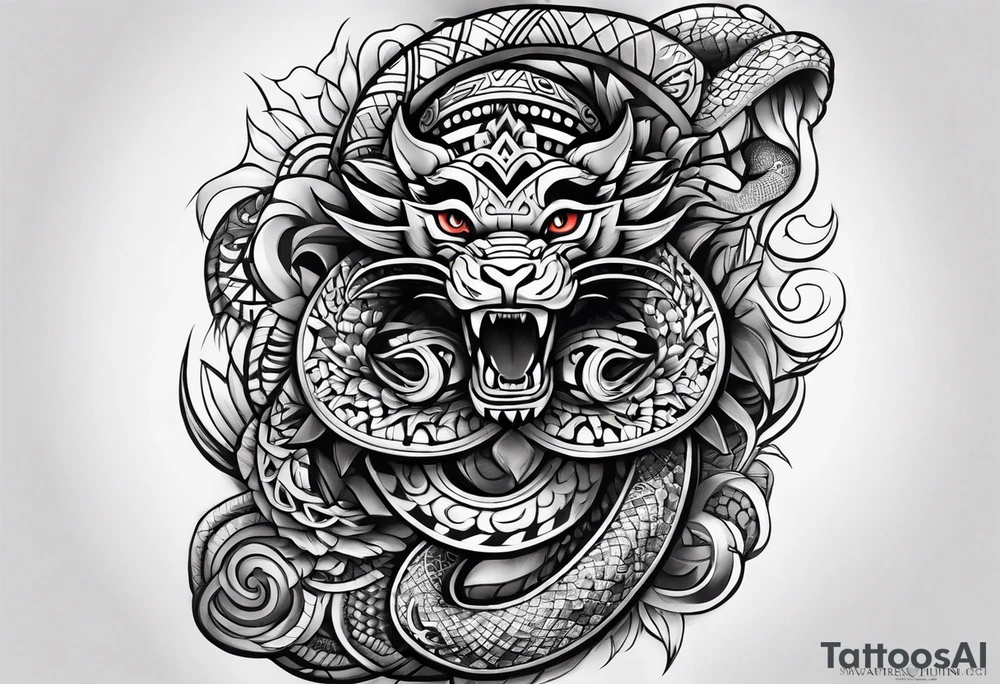 aztec snake sleeve tattoo idea