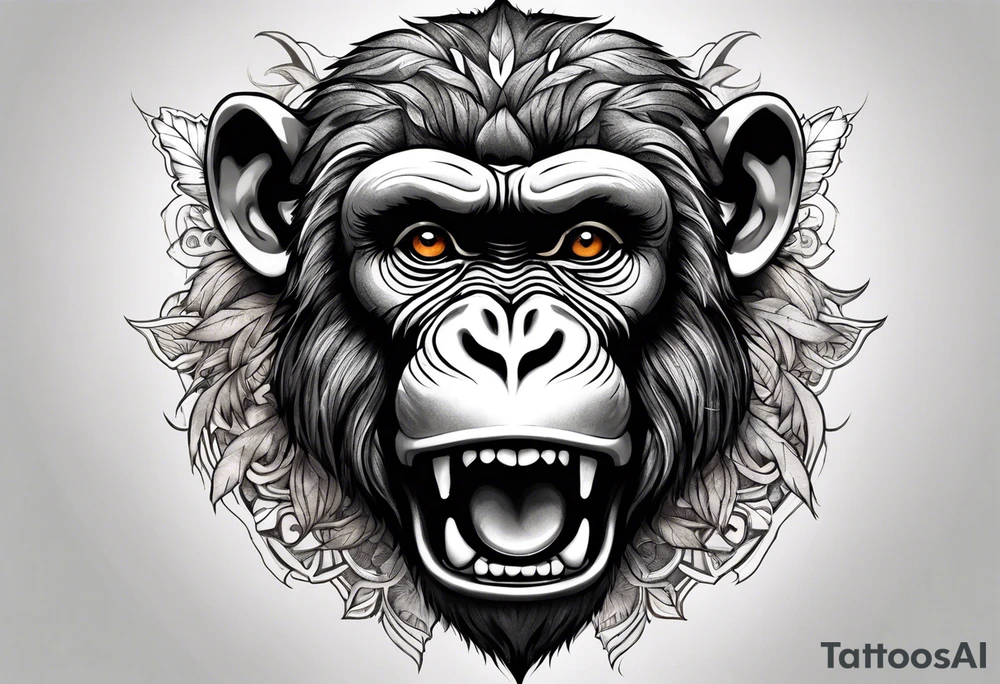 aggressive monkey on torso tattoo tattoo idea