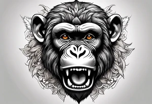 aggressive monkey on torso tattoo tattoo idea