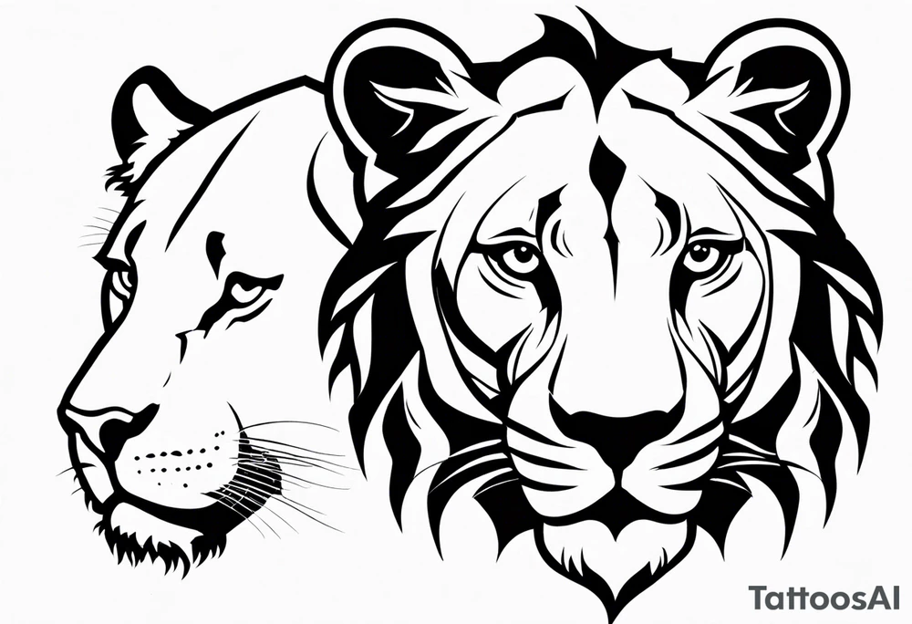 lion and lioness tattoo idea