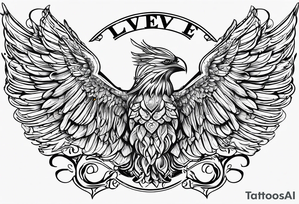 A tattoo with the letters “Lev livet mens du kan” with a small angel tattoo idea