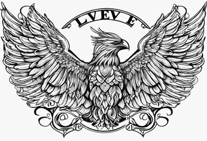 A tattoo with the letters “Lev livet mens du kan” with a small angel tattoo idea