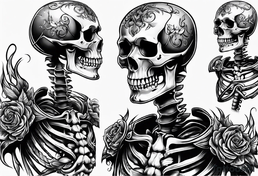 Skeleton made from fire tattoo idea