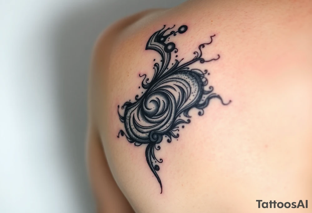 swirly smoky flowing galaxy with stipple shading tattoo idea