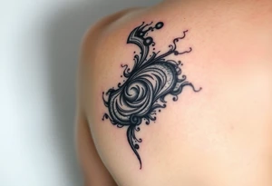 swirly smoky flowing galaxy with stipple shading tattoo idea