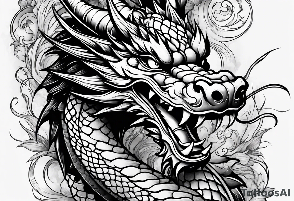 Asian dragon pipe tattoo idea