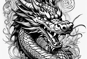 Asian dragon pipe tattoo idea