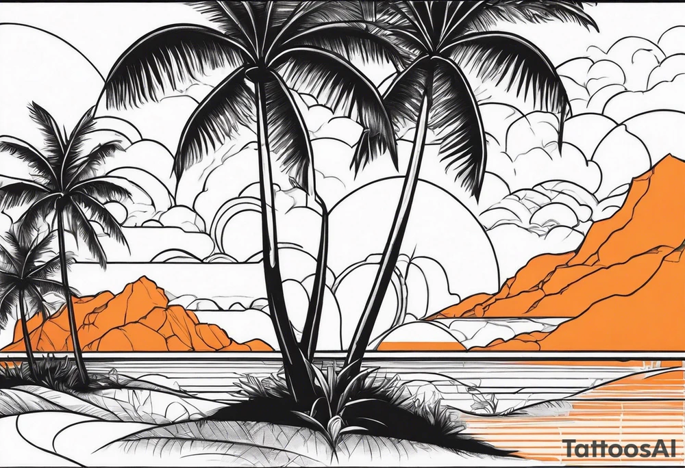 Orange blossom palm trees tattoo idea