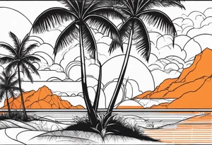 Orange blossom palm trees tattoo idea
