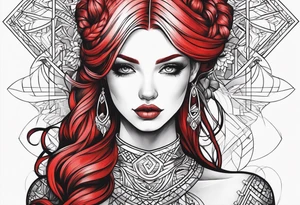 magic girl 
red hairs tattoo idea