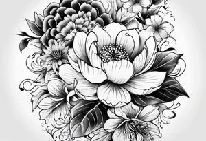 all traditional Japanese flowers sleeve tattoo idea