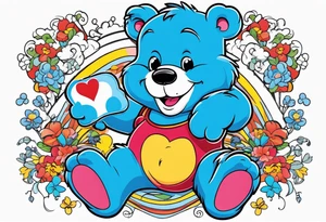 Care bear with smurf tattoo idea