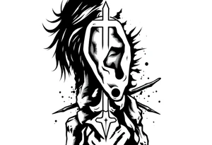 God related or ghetto chicano idea behind the ear vertical tattoo idea