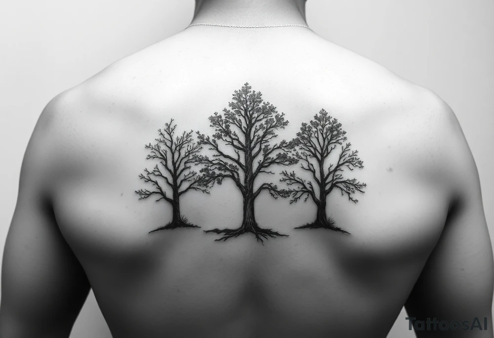 I have three kids. I want a tattoo that incorporates the trees that represent their birth months. Birth months are December, July, and November, respectively. tattoo idea