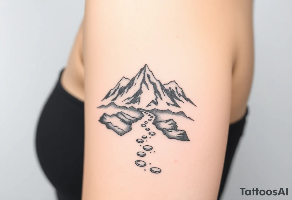 Pathway to mountain scene leading to the cosmos tattoo idea