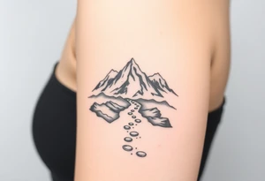 Pathway to mountain scene leading to the cosmos tattoo idea