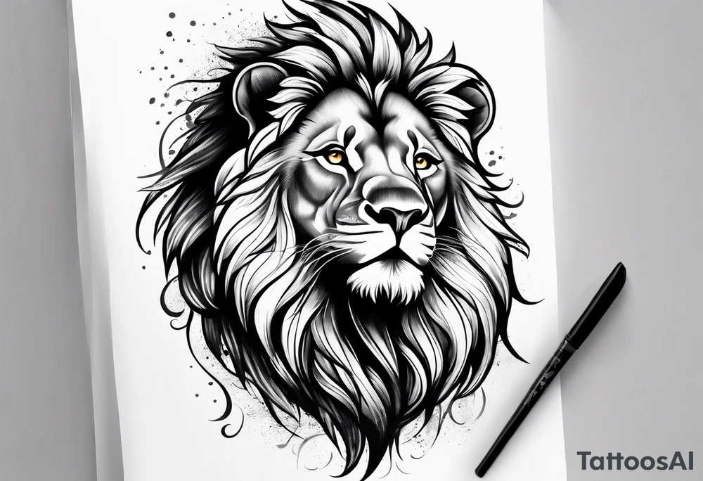 powerful majestic lion tattoo idea