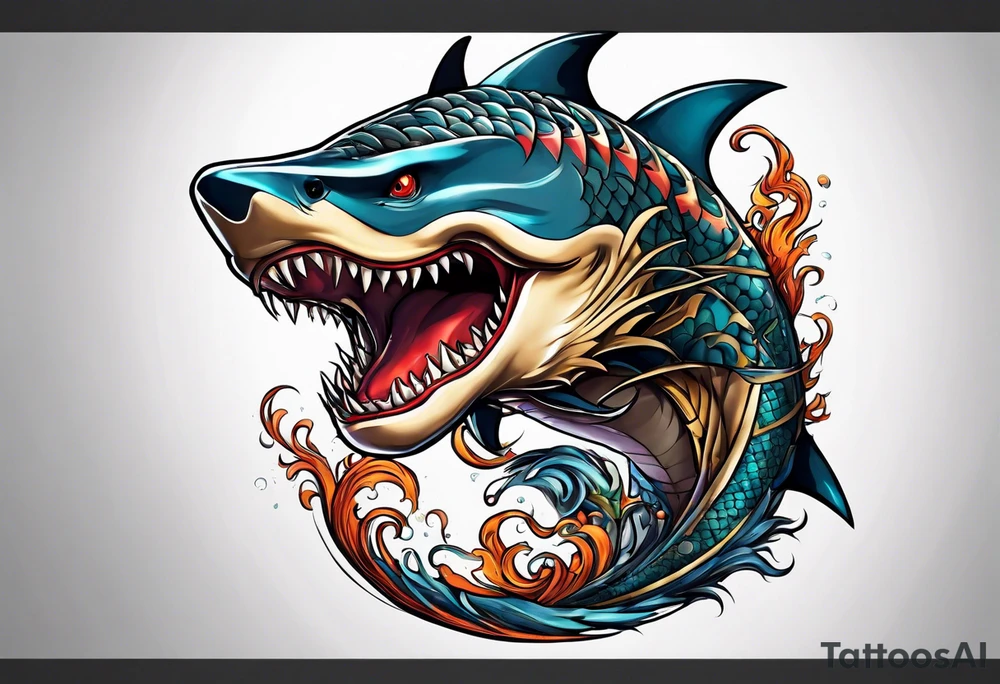 Shark dragon tattoo idea