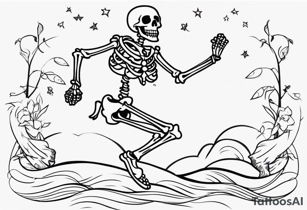 cartoon dancing skeleton tattoo idea