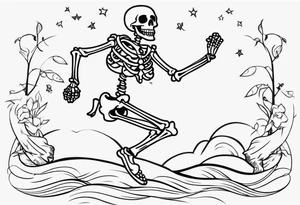 cartoon dancing skeleton tattoo idea