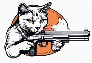 cat with gun tattoo idea
